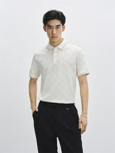 Men's Beige Allover Jacquard Sorona Cooling Polo Shirt